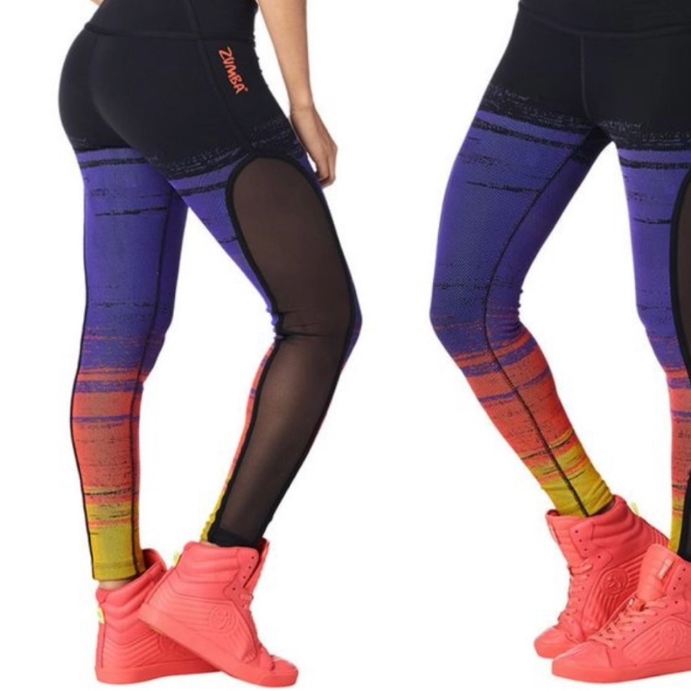 Zumba Fitness Vibrant Purple and Black Leggings